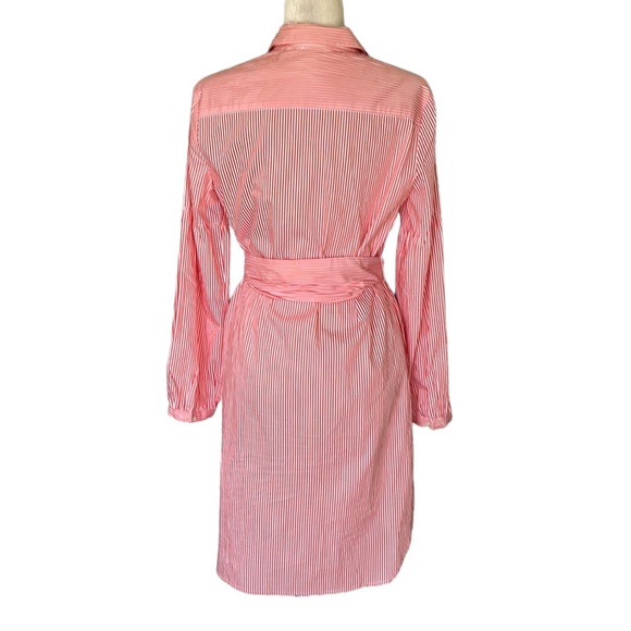 J. McLaughlin Millbury Orange White Striped Tie Waist Shirtdress Midi Dress - M - Picture 10 of 16